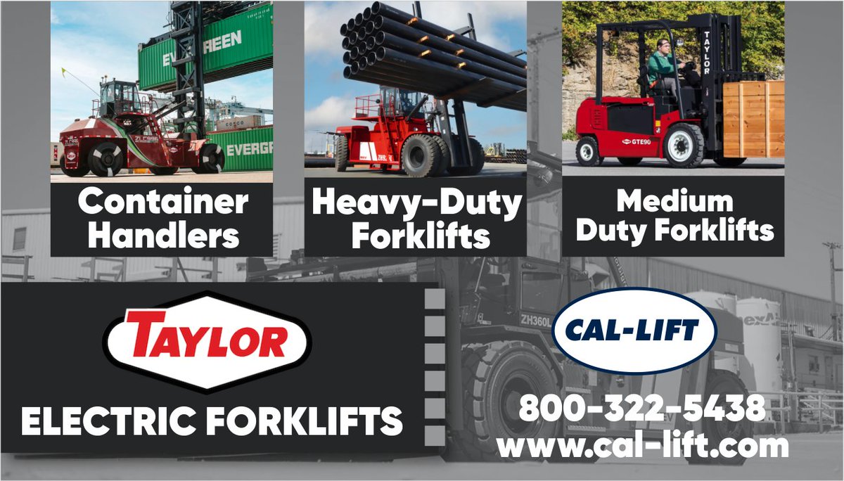 CalLiftInc's tweet photo. Taylor Machine Works, Inc. has an #ElectricForklift solution for nearly any application. See the ever-growing lineup: https://t.co/1ivCLlcF7O For more information, contact us in #California #Arizona and #Nevada at 800-322-5438. https://t.co/SwYMQFWKAu