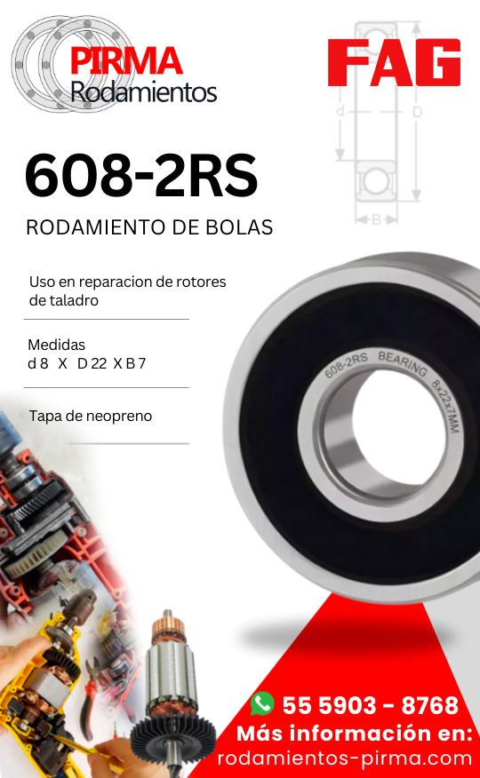 RodamientosP's tweet photo. 𝗥𝗼𝗱𝗮𝗺𝗶𝗲𝗻𝘁𝗼𝘀  𝗱𝗲 𝗯𝗼𝗹𝗮𝘀 𝗽𝗮𝗿𝗮 𝗿𝗲𝗽𝗮𝗿𝗮𝗰𝗶𝗼́𝗻 𝗱𝗲 𝗿𝗼𝘁𝗼𝗿𝗲𝘀 𝗱𝗲  𝘁𝗮𝗹𝗮𝗱𝗿𝗼 𝟲𝟬𝟴-𝟮𝗥𝗦 marca #FAG 

#Rodamientos, #RodamientosDeBolas, #RodamientosFAG, #RodamientosDeBolasFAG, #RodamientosParaRotor, #RodamientosParaTaladro https://t.co/kbriImQnRi