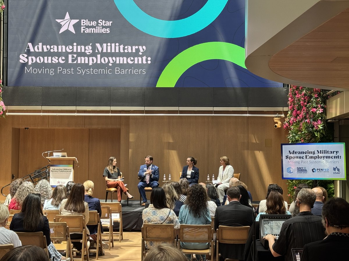 DASW_MCFP's tweet photo. Readiness at home fosters battlefield success! Honored to join @BlueStarFamily partners for the “Advancing Military Spouse Employment” panel. Together with @DoDMilSpouse employment partners, we’re exploring new ways to tackle #militaryspouse unemployment. https://t.co/KfMYc9gCda