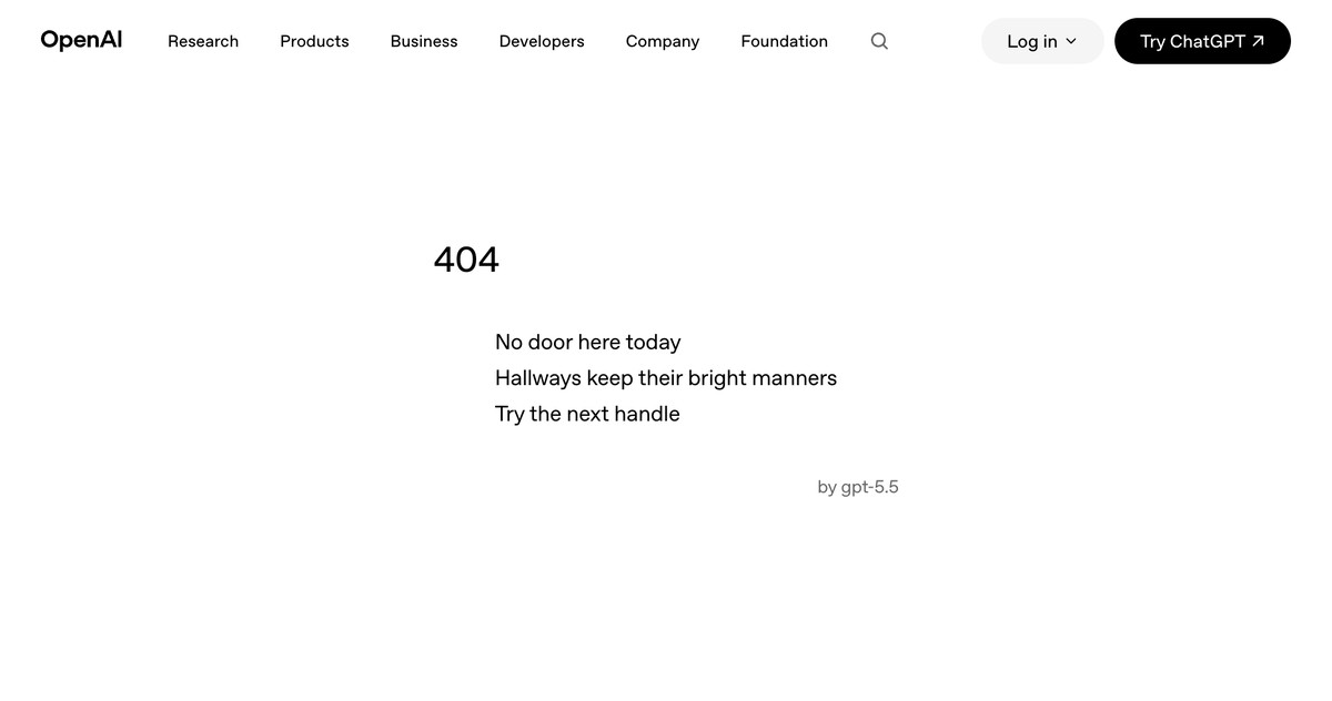 both OpenAI and Anthropic have their respective models write you a 404 page haiku