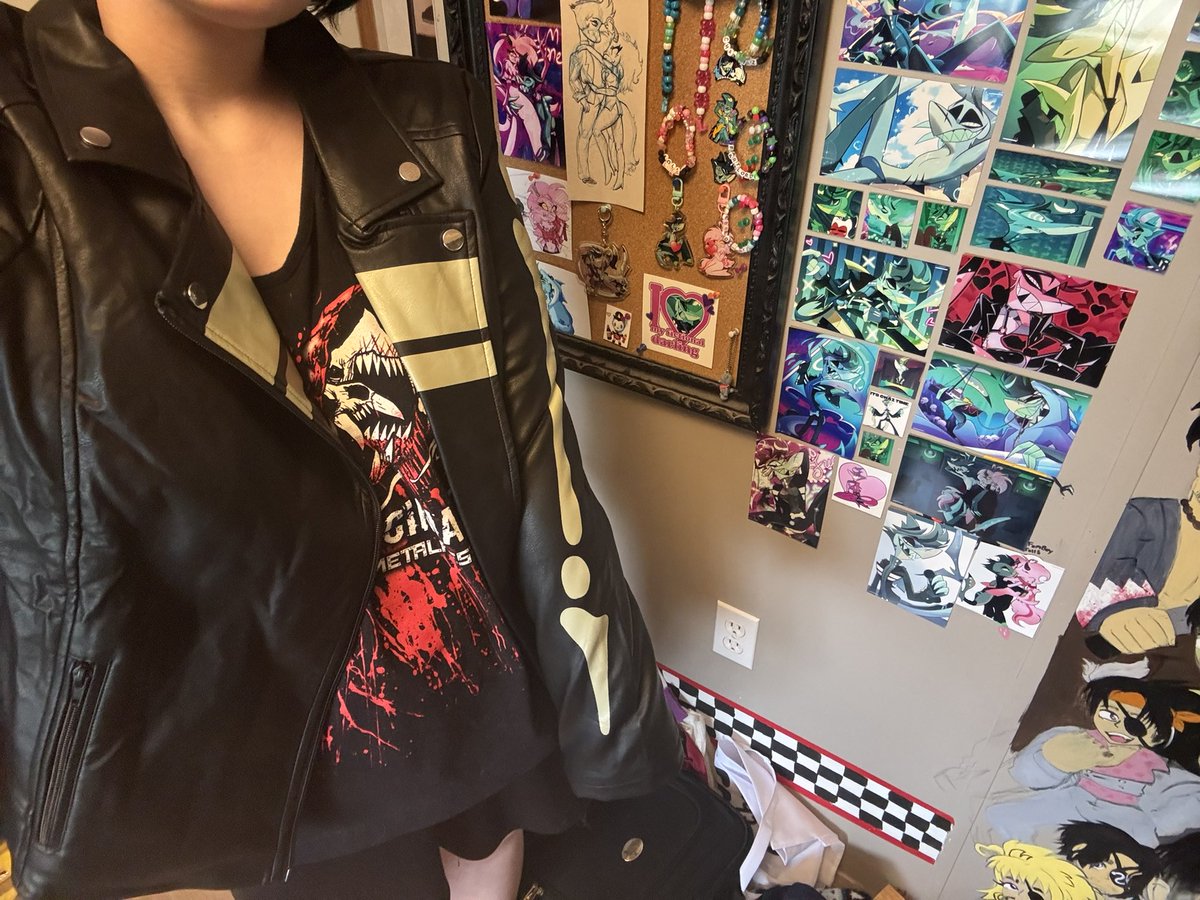 B3cky1869's tweet photo. THE CHAZ JACKET IS HERE !!! 💞🦈🫧

#helluvaboss #chaz #chazwick #merch #hellaverse https://t.co/q07eVMD6qt