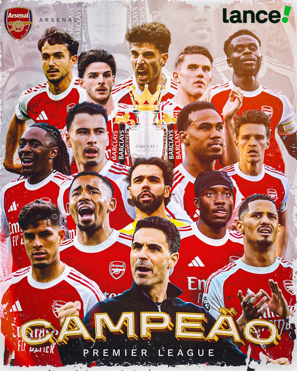 lancenet's tweet photo. 22 ANOS DEPOIS, O ARSENAL É CAMPEÃO INGLÊS! 🔴⚪🏆

O grito finalmente saiu da garganta! Depois de bater na trave com o vice-campeonato nas últimas três temporadas, a glória voltou para o lado vermelho de Londres. O Manchester City até conseguiu arrancar um empate no finalzinho do seu jogo, mas não mudou nada: o tropeço confirmou o título e quebrou um jejum de mais de duas décadas dos Gunners! 🏴󠁧󠁢󠁥󠁮󠁧󠁿✨

O processo deu resultado e Mikel Arteta coroa seu trabalho entrando para a história do clube. A paciência da torcida foi recompensada! 👑

#redes3 #LanceInforma