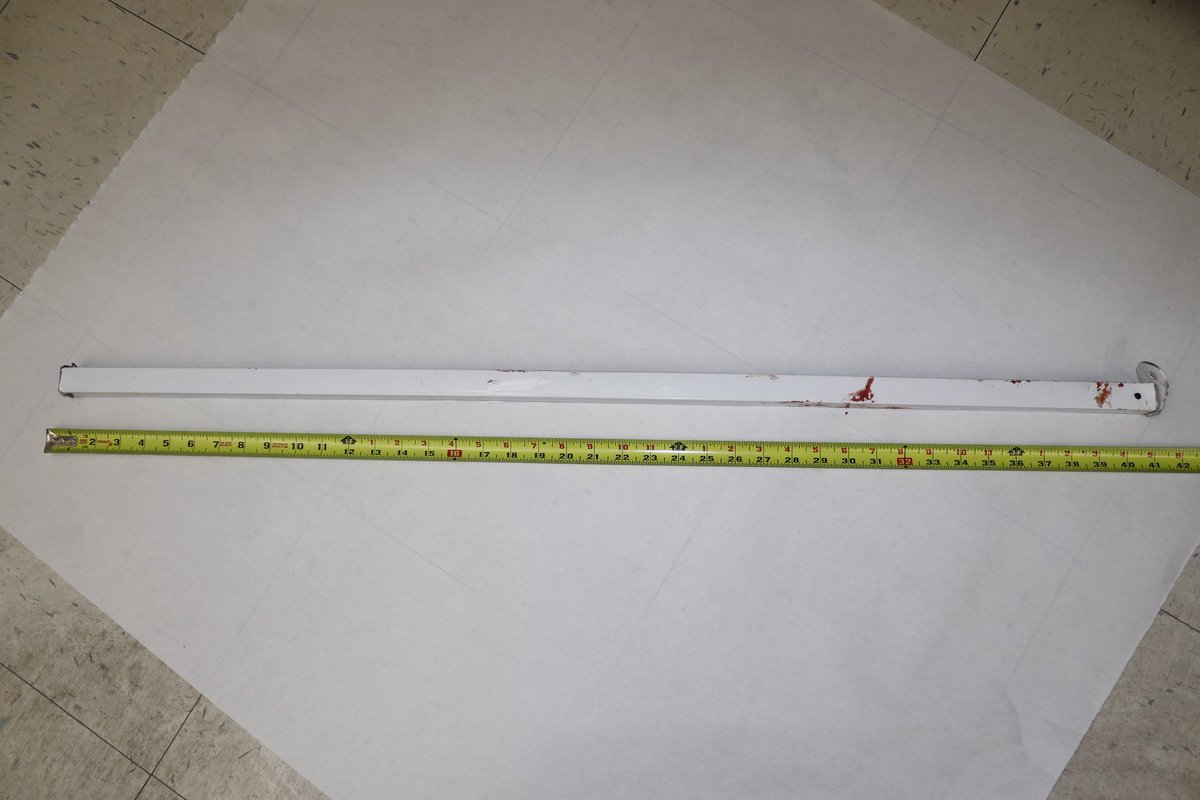 SLMPD's tweet photo. Everyday, your #SLMPD officers respond to calls not knowing what people are armed with or what their intentions are. Today, we are thankful our officers are ok. 

Here are photos of the metal pole, knife and stun gun the man was armed with as he charged at officers before the officer-involved shooting.