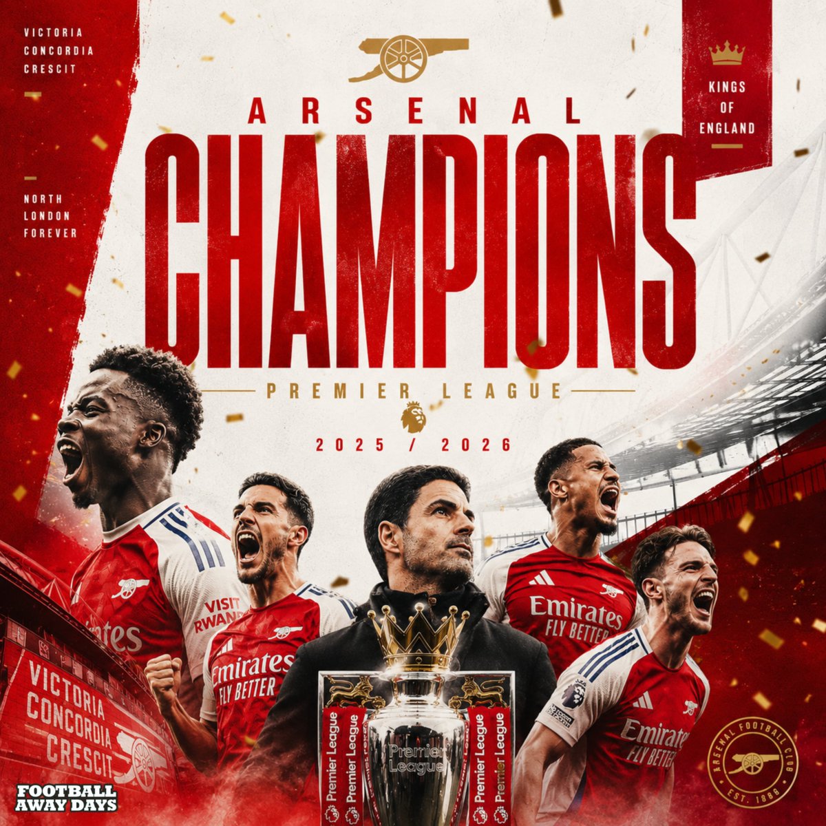 AwayDaysFB's tweet photo. Its happened. ARSENAL ARE PREMIER LEAGUE CHAMPIONS! 🏆

CONGRATULATIONS ARSENAL FANS! https://t.co/ioxHyx1DTs