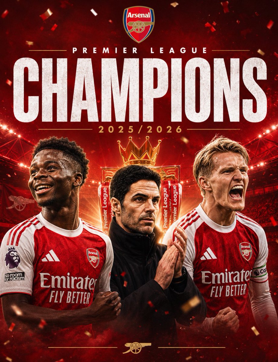 KalshiFooty's tweet photo. 🚨ARSENAL ARE 2025/2026 PREMIER LEAGUE CHAMPIONS https://t.co/3jUUM14RVe