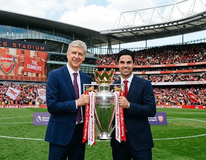 Real_Charagh's tweet photo. 22 years of waiting. Two eras, one undying DNA. Arsène paved the way, and Mikel finished the story. The Premier League trophy is finally back to the Emirates. NORTH LONDON IS RED! 🔴⚪️

Congratulations @Arsenal 

 #BOUMCI https://t.co/RZfx2JOnXZ