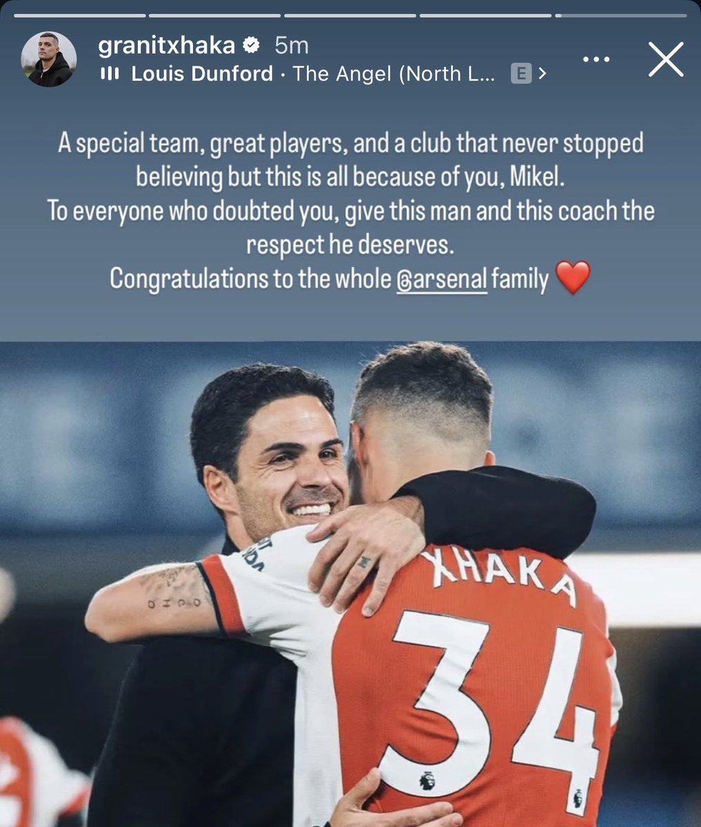 _ArsenalTeam's tweet photo. Granit Xhaka message to Arsenal fans ❤️ https://t.co/3D4zcaDRvK