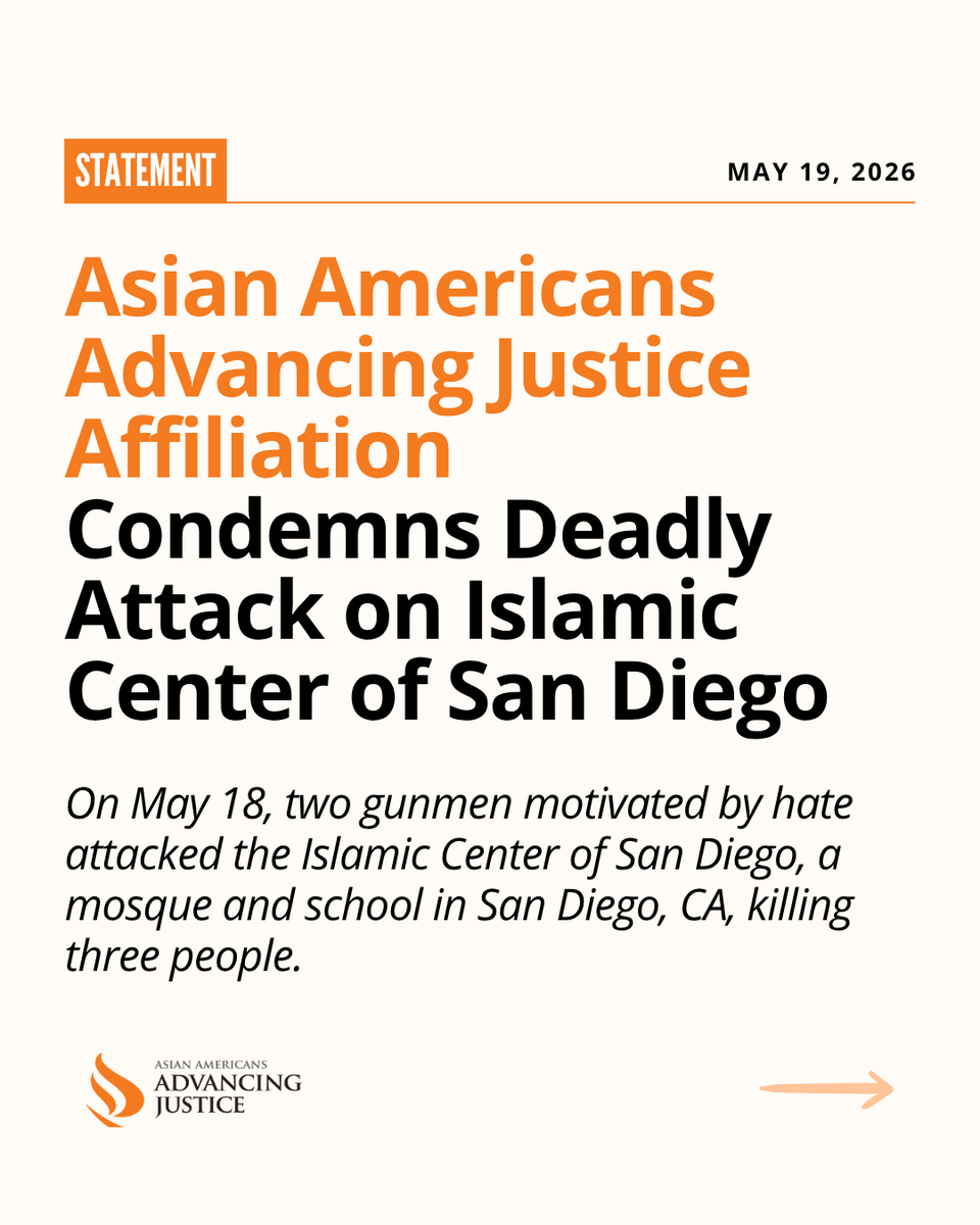 AAAJ_AAJC's tweet photo. No one should fear for their safety while gathering in sacred spaces of worship, community, or belonging. We mourn alongside the victims’ families, the Muslim community in San Diego, and all those impacted by this act of violence. https://t.co/SVGRmKUBRQ