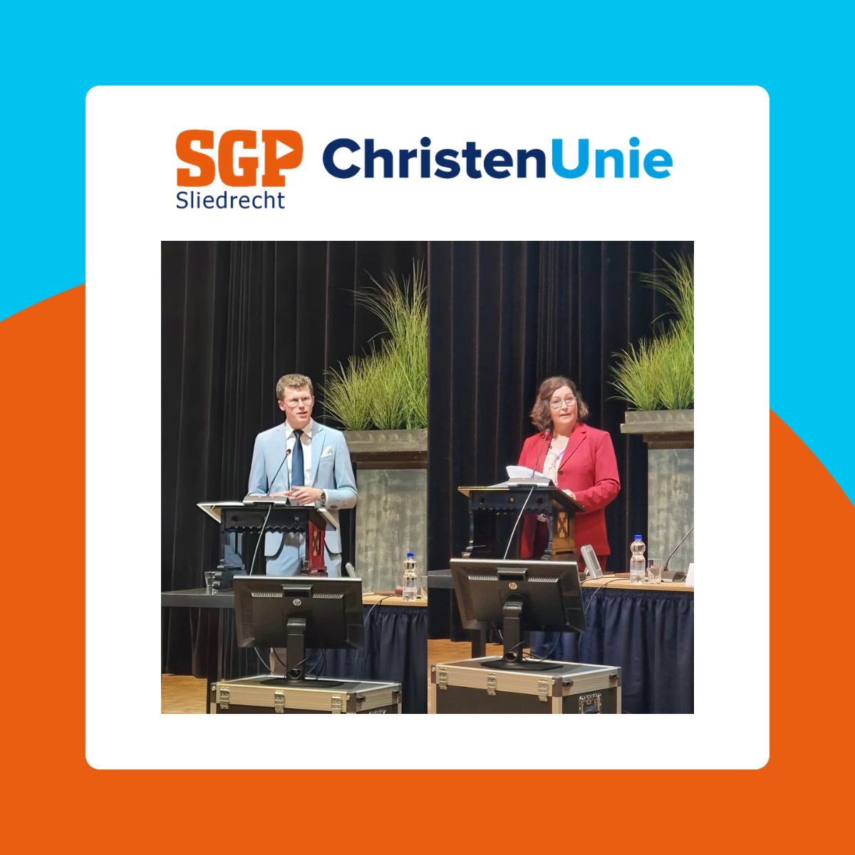SGPCUSliedrecht's tweet photo. 🎤 Niet één, maar tweemaal een maidenspeech vanuit de SGP-ChristenUnie vanavond.
Julian Bassa voerde het woord over inburgering en Noek Zakharious-Egas over maatschappelijke impact door SROI (social return on investment).

We zijn trots op jullie! https://t.co/pLX4iMSB7K