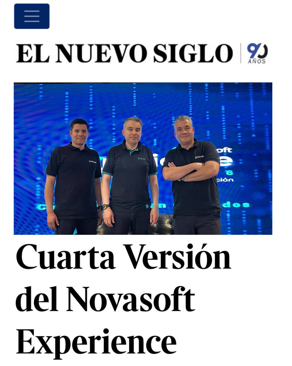 Novasoft_Col's tweet photo. #NovasoftEnMedios🎙️| @elnuevosiglo destacó la cuarta edición de Novasoft Experience 2026, donde líderes y expertos analizaron el impacto de la IA, la automatización y la ciberseguridad. 

👉 https://t.co/7nt3SSglla https://t.co/dZsHD8rlOO