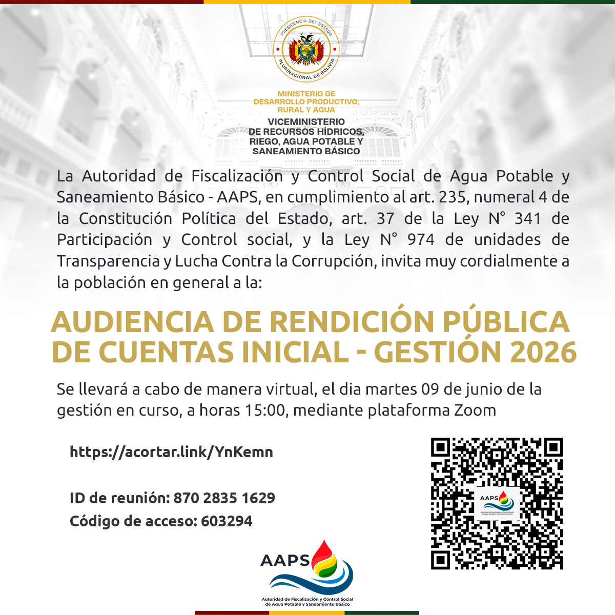 AAPSBolivia's tweet photo. #Comunicado
La AAPS, en virtud a los conflictos sociales que lamentablemente atraviesa la ciudad de #LaPaz, comunica a la población en general que la Rendición Pública de Cuentas Inicial 2026 fue reprogramada para la siguiente fecha: https://t.co/RGqekAq4RK