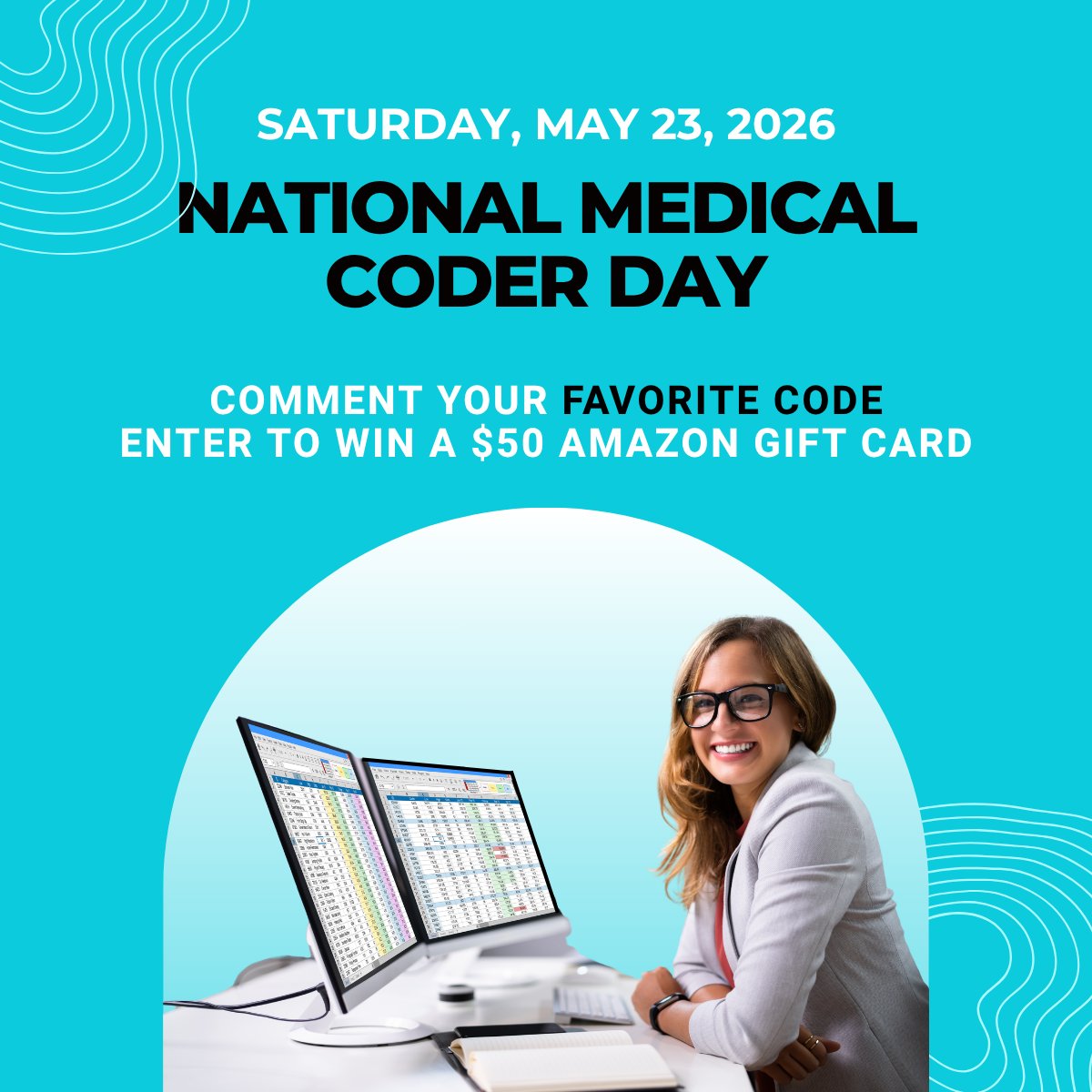 DH_MedPractice's tweet photo. Happy (almost) National Medical Coders Day!

LAST CHANCE to share your favorite code in the comments and enter to win a $50 Amazon Gift Card!

You are crucial to healthcare &amp; we're so grateful for all you do. We ♥️ you Coders!

Winner: May 22
Terms and conditions in the comments. https://t.co/mjghvG3Tkx