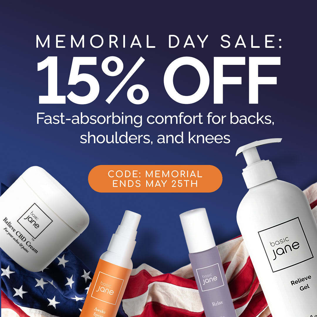basic_jane_co's tweet photo. Memorial Day Sale — 15% Off Sitewide

Use code MEMORIAL 🇺🇸
Basic Jane is what people actually reach for when they need it—fast, targeted relief for everyday tension. 
Ends May 25th.

Shop now at https://t.co/uibOgc9E8i 
#basicjane #memorialdaysale #seattle #smallbusiness https://t.co/IAnqP5zOQI