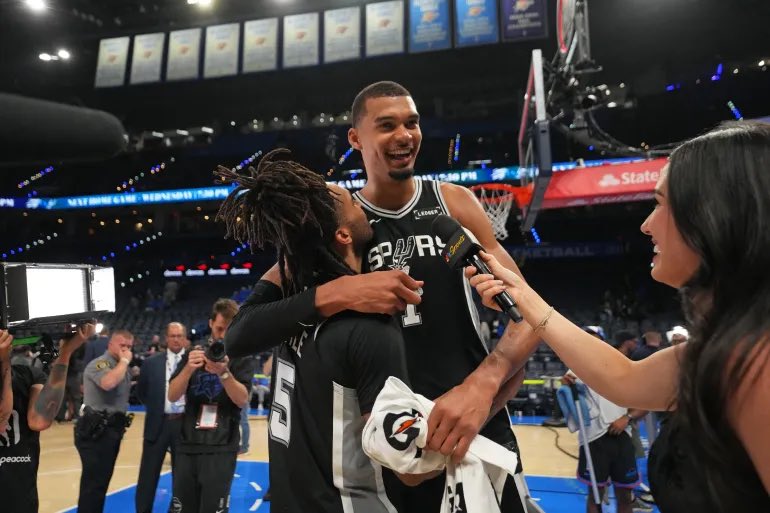 goatnbapod's tweet photo. Wemby, Harper and an Instant Classic from the Spurs in Game 1

Preview feed: 
https://t.co/Ptnw0bH2NI

Subscribe to the show:
https://t.co/vbtgUJlXMq https://t.co/frmLXZQTbz