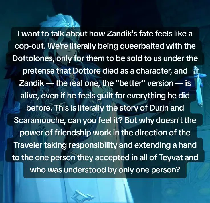 magnetar_cube's tweet photo. ! GENSHIN 6.6 LEAKS!
•
•
•
I feel this is the beginning of the end. Dottore's era will end. Hoyo saved screen time instead of developing the game's best character — they botched, had to rewrite the Harbingers, and now they're just hoarding Chekhov's Guns.
#zandik #dottolone https://t.co/wzc2b6Ehq0