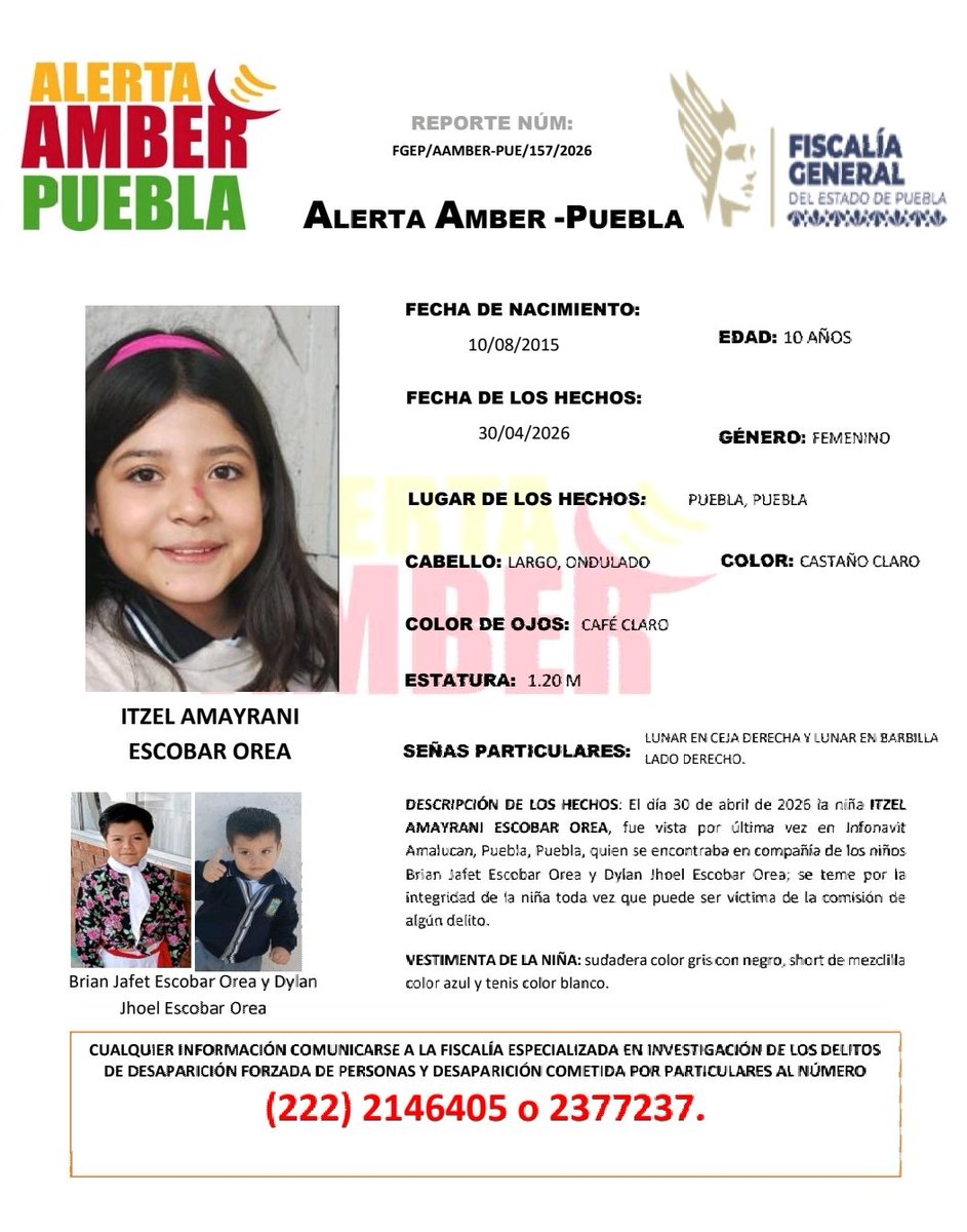 Alerta Amber Puebla tweet media