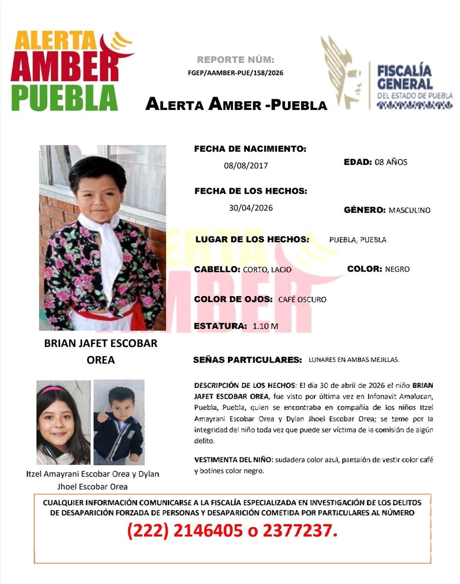 Alerta Amber Puebla tweet media