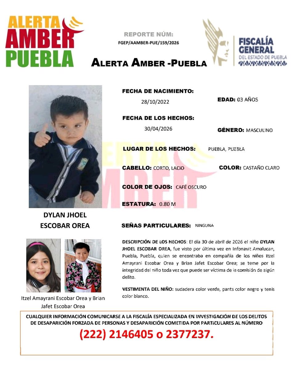 Alerta Amber Puebla tweet media