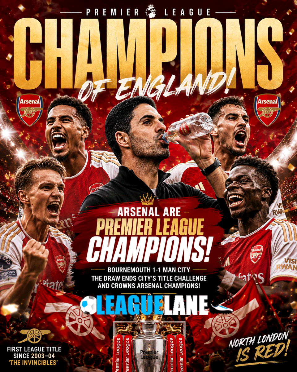 LeagueLane's tweet photo. No more Bottles - Arsenal are Premier League Champions https://t.co/vYPdCyxOrm