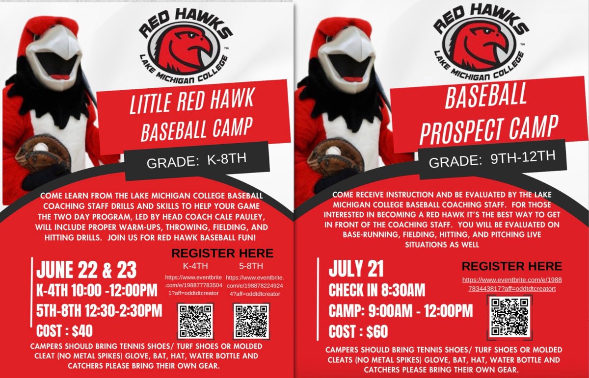 RedHawksBaseba1's tweet photo. Register now for LMC Baseball Camps!

K-4th
https://t.co/b9OhG86541
5th-8th
https://t.co/DvnCr9k1c8
9th-12th
https://t.co/tbQ1sC409O https://t.co/u7A4M2DfqA