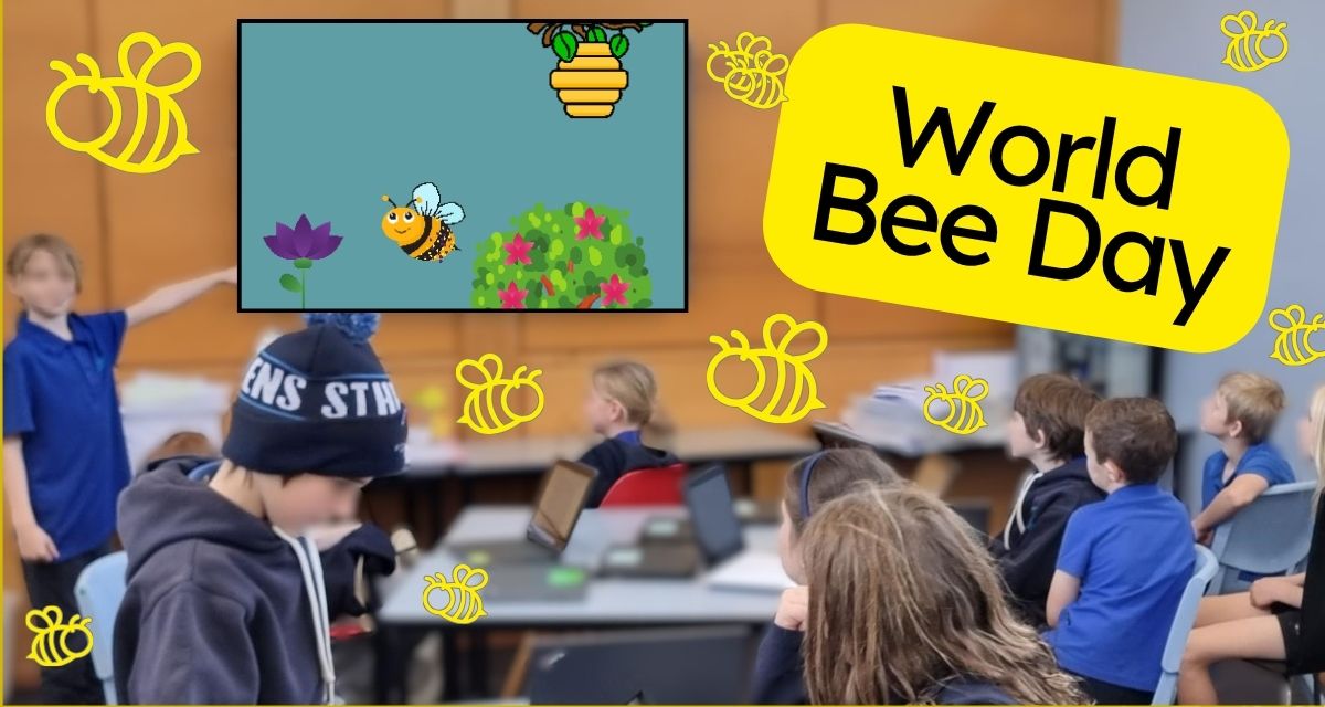 CodeClubAus's tweet photo. Buzzing with excitement for World Bee Day! 🐝✨

Celebrate our favorite pollinators the best way we know how—with code! Try our Un-Bee-lievable project this week.

https://t.co/FHTTCaHRjc

#WorldBeeDay #CodeClubAU #GetKidsCoding #Scratch #UnBeeLievable #STEM https://t.co/oBZqS156Zt