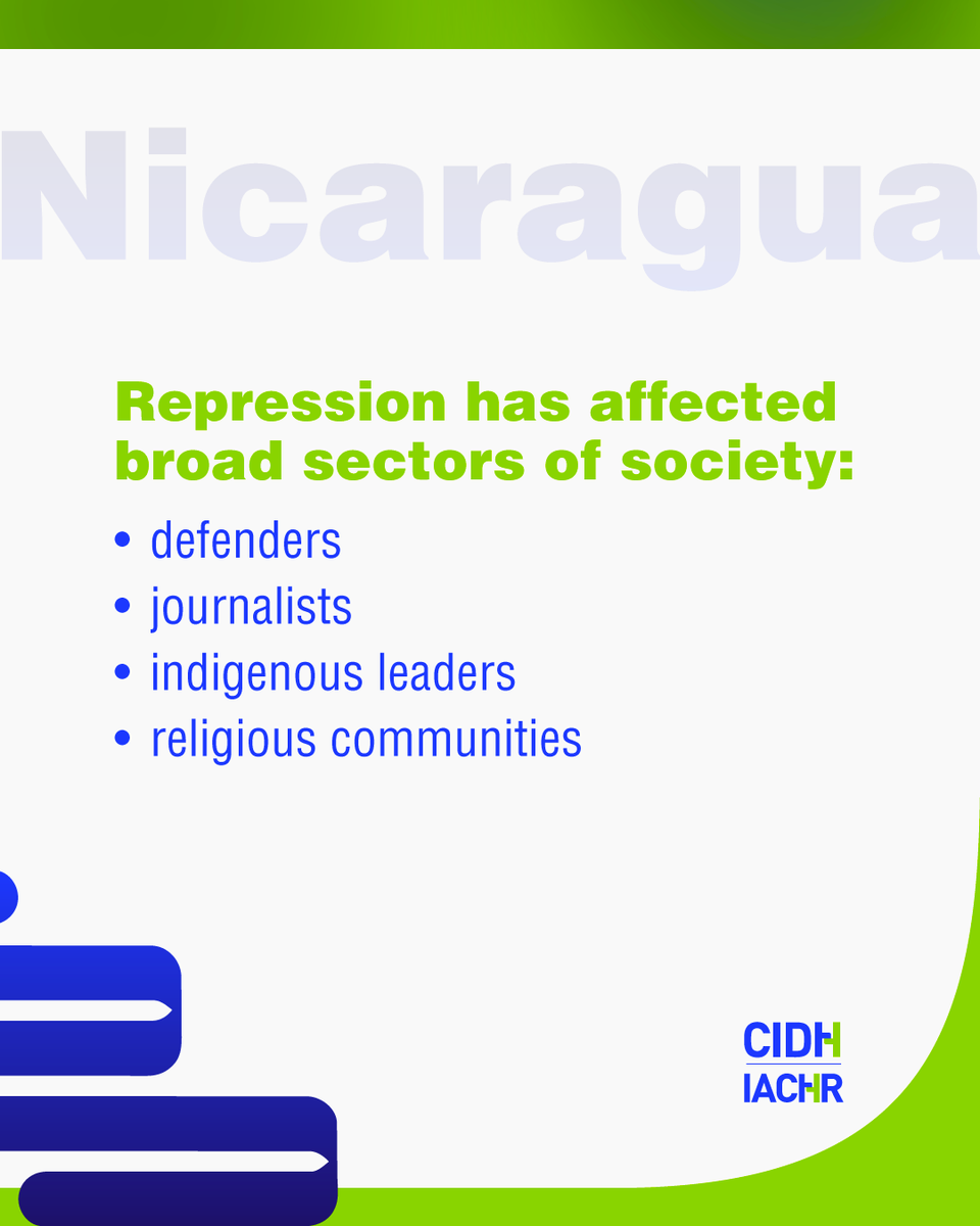 CIDH's tweet photo. Eight years after the crisis began in Nicaragua, the IACHR continues to monitor the ongoing patterns of repression, political persecution, and restrictions on fundamental rights that explain the country’s inclusion in chapter 4B. The IACHR acknowledges victims in the country and reaffirms its commitment to stand by them. 

Learn more in the #2025IACHRAnnualReport

👉📚🔗
https://t.co/R0O2jVrrQ1
👉📲🔗
https://t.co/UJoPzxyFgc