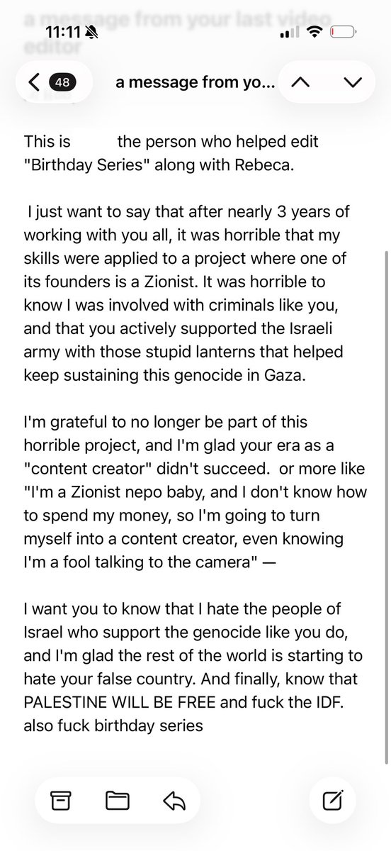 BenSharf's tweet photo. I refrain from talking politics on social media as a personal preference, but I feel compelled to share this email I received earlier today. 

The divisiveness that exists in our world today makes me extremely sad. 

Responded to this guy that I hope he finds peace and happiness. 

Everyone is entitled to their own beliefs, but attacking someone you’ve never spoken to just perpetuates the sense of hate in this world that nobody should want.