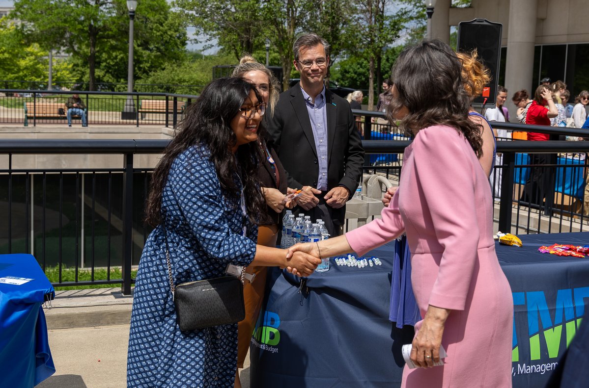 MichiganDTMB's tweet photo. We had an amazing day kicking off the unofficial start of summer as we turned on the Brian J. Whiston Memorial Fountain! DTMB Acting Director Kyle Guerrant was joined by Dr. Sue Carnell, chief deputy superintendent for @mieducation and @GovWhitmer. Thank you both for joining us! https://t.co/qiZ8w4exyw