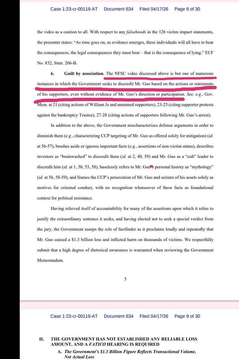 Maple092004's tweet photo. @Bannons_WarRoom @NFSCSpeak Mr.Bannon didn't find the right guy to talk abt the topic on the evil CCP. Zhou's definitely a stone cold liar. E.g. Zhou consistently says/implies the NFSC headed by him has Miles Guo 's full endorsement but the fact appears otherwise. Att. is court  doc #834 on Miles' statement https://t.co/dziHWVvHjf