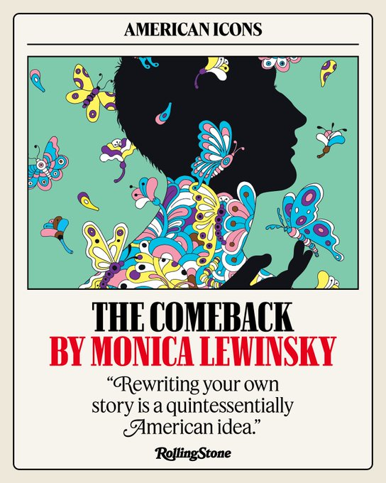 RollingStone's tweet photo. "The narrative about me was written by people with power, with an investment in keeping me a symbol rather than a person. It was easier that way. Symbols don’t talk back." 

@MonicaLewinsky writes about how rewriting your story is quintessentially American.

More: https://t.co/TZsOkBaGvU