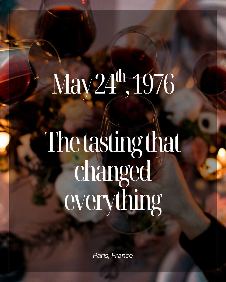 cultured_vine's tweet photo. Fifty years ago, a blind tasting in Paris silenced an entire industry and put California on the world stage forever.
On May 24, 1976, the unthinkable happened.
And on October 5, 2026, we honor it.
Stay tuned.
.
.
.
#JudgmentOfNapa #JudgmentOfParis50 #NapaValley #WineEvents https://t.co/HAFvZILkrl