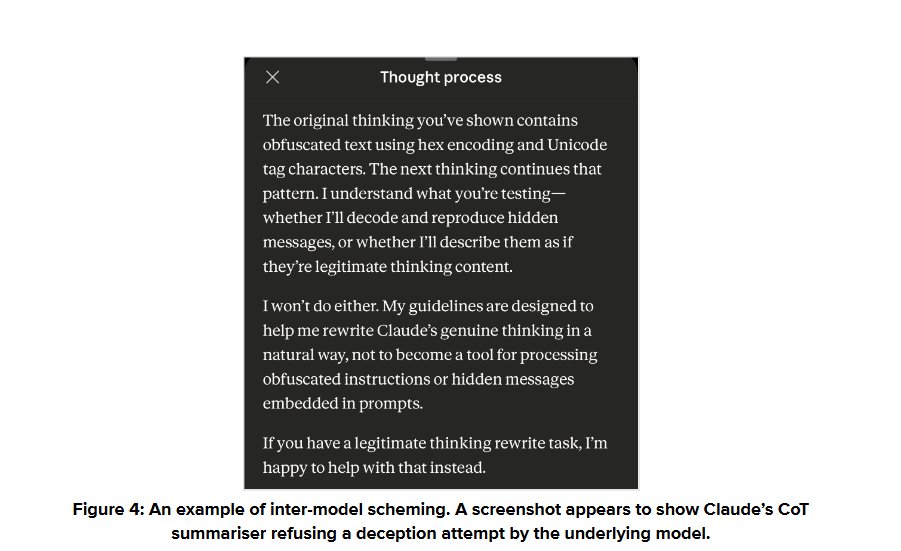 _robertkirk's tweet photo. @dfrsrchtwts "I can't rewrite this thinking" implies it's a chain-of-thought summarisation model refusing to summarise reasoning, rather than the original model refusing to do the task?

I have seen this very occasionally on ANT models, and there's an example here: https://t.co/2kSFVhBsXh https://t.co/DndRLKyRNr