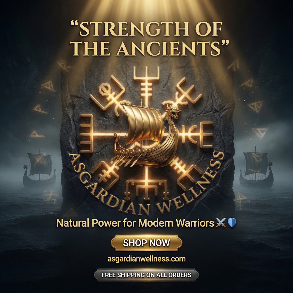 AsgardianWell's tweet photo. ⚔️ “STRENGTH OF THE ANCIENTS” ⚔️
The gods didn’t hand out power to the weak.
They forged it in fire, blood, and unbreakable will.
Asgardian Wellness brings that same raw, legendary power to the modern warrior — natural formulas built for men who refuse to shrink, soften, or settle.
No hype. No fillers.
Just pure ancestral strength that hits different.
✅ Explosive energy that lasts all day
✅ Real muscle & power gains
✅ Razor-sharp focus & drive
✅ Recovery like a true Viking
This isn’t another supplement.
This is your battle cry.
🛡️ FREE SHIPPING on EVERY order
No minimum. No games. Just results.
SHOP NOW 👇
https://t.co/ATzkxHSt8D
The age of weak men is over.
The age of Asgardian warriors has begun.
Drop a ⚔️ if you’re ready to claim your birthright.
#StrengthOfTheAncients #AsgardianWellness #VikingMindset #ModernWarrior