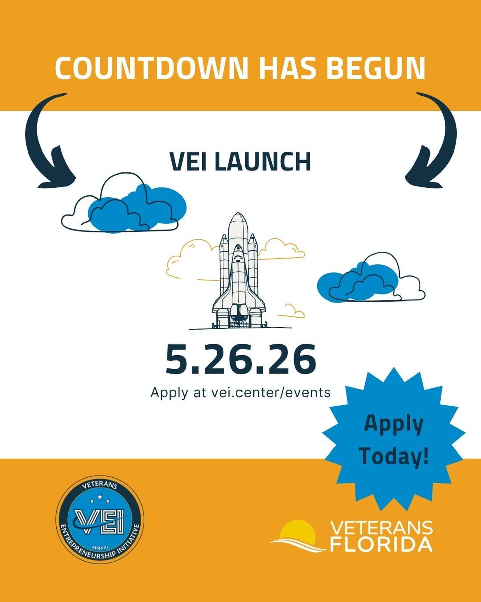 veicenter's tweet photo. Florida veterans your next mission starts May 26.
@VEIcenter's Virtual Summer Launch Cohort is FREE and built to turn your idea into a real business.
📅 6 sessions via Zoom
Apply 👇
https://t.co/UixAvzJ5vq
#VeteranEntrepreneur #FloridaVeterans #VEI #VeteransFlorida #IamVEI https://t.co/3d4gG81Xss