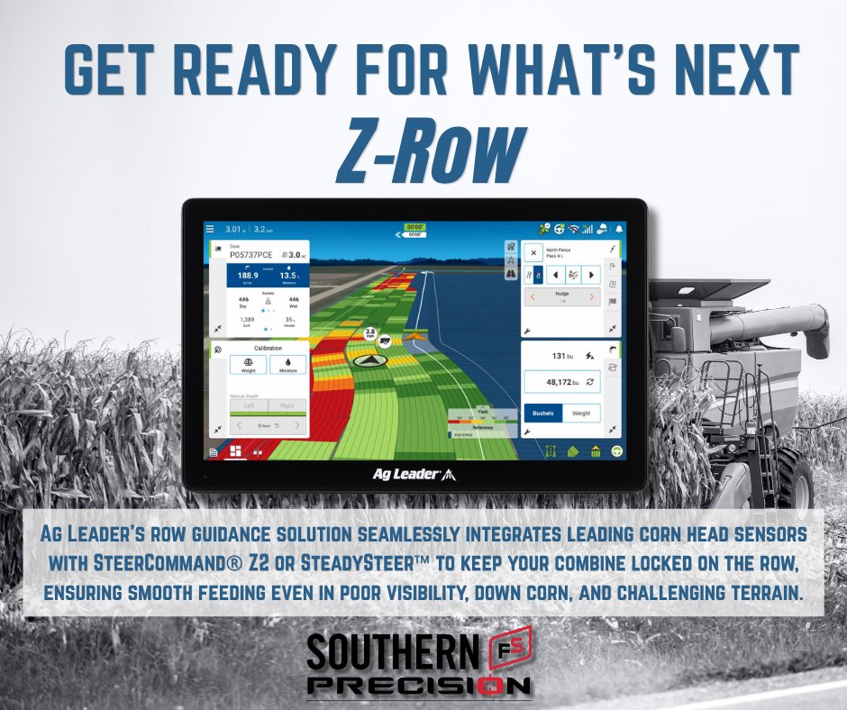 Southern_fs_inc's tweet photo. Stay locked on the row this harvest with ZROW from Ag Leader.
Call your local Southern FS Precision Specialist for more information on how you can stay on track this harvest. https://t.co/1yc61xMYBq