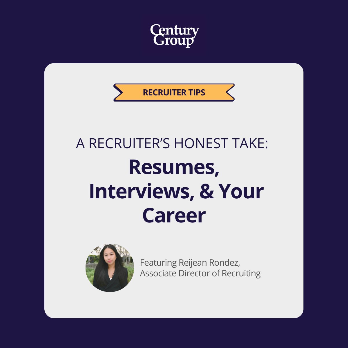CenturyGroup's tweet photo. What really makes a candidate stand out—and what holds them back?

We sat down with Reijean Rondez, Associate Director of Recruiting, to share real insights on resumes, interviews, and navigating your career more intentionally.

 👉 Read the full article to get practical tips you can apply today. https://t.co/rCeEeLM07F