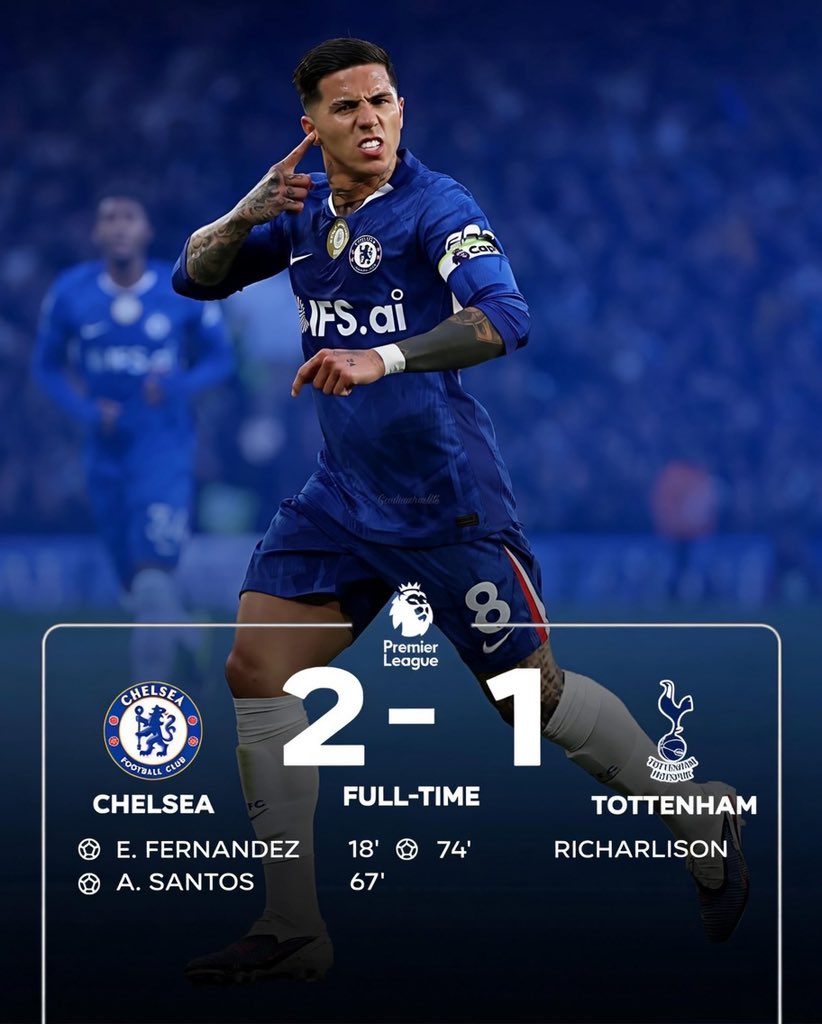 mazvidd's tweet photo. ENZO FERNANDEZ RUNS THE SHOW AGAIN AS CHELSEA CLAIM THEIR FIRST WIN SINCE XABI ALONSO’S APPOINTMENT!!!! NO MATTER HOW BAD THINGS GET FOR CHELSEA… TOTTENHAM WILL NEVER BE ONE OF OUR PROBLEMS!!!!!!!!!!!! 🤣🔥🔥🔥🔥🔥

⚽️🅰️ Enzo Fernandez 
⚽️ Andrey Santos
🅰️ Pedro Neto 

✅ Back to winning ways
✅ Enzo Fernandez already impressing Xabi Alonso
✅ Andrey Santos incredible performance 
✅ No more UCL football, but Europa League football is still within reach. 

One final match to fight for everything. Up the Chels! 🔵🔥