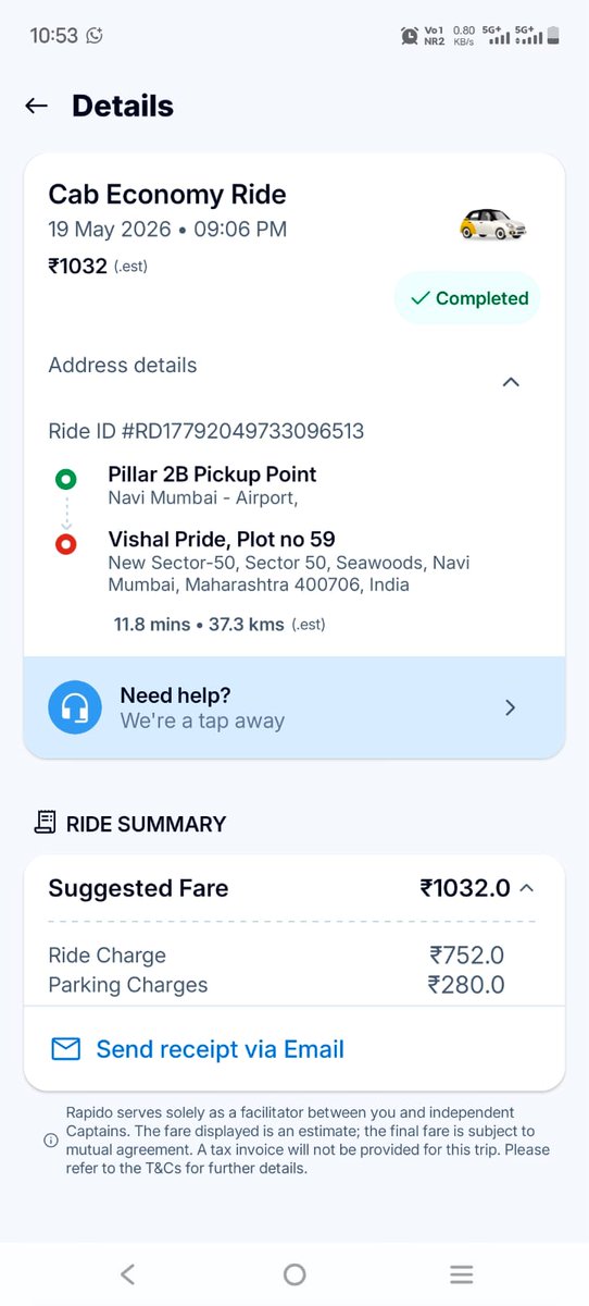 kaunabdul's tweet photo. @RapidoCares
What pathetic Services you have&amp; you can let anyone IN as a Driver without proper verification
My wife was coming back from Navi Mumbai Airport she booked a Cab and guy just stop at random stop after 10min and asked for 1K payment and no positive response from CC https://t.co/fehVAzB3Ek