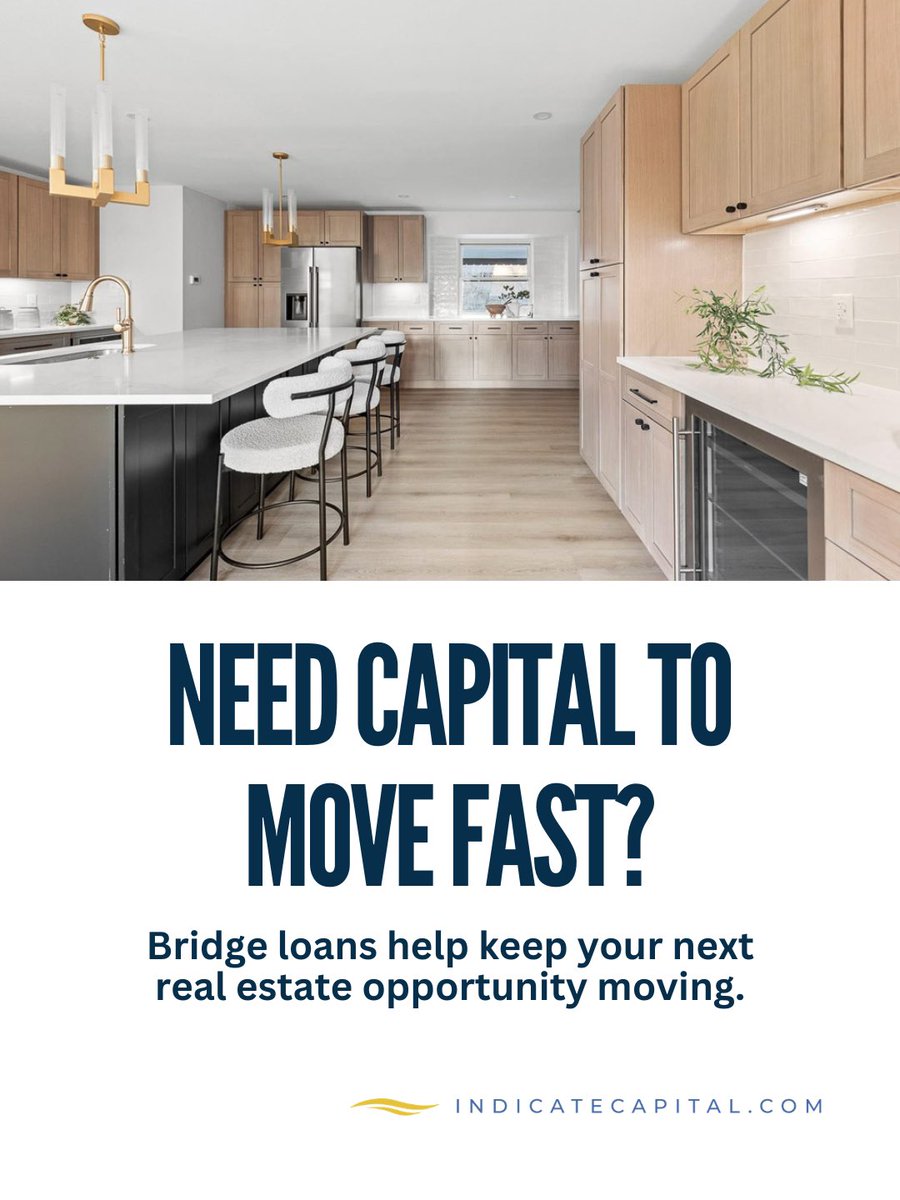 IndicateCapital's tweet photo. Bridge loans can help keep real estate opportunities moving when timing matters most.

Explore flexible short-term lending options with Indicate Capital.

https://t.co/7xAzViXphD

#BridgeLoans #RealEstateInvesting #PrivateLending https://t.co/31PBBN3ZrV