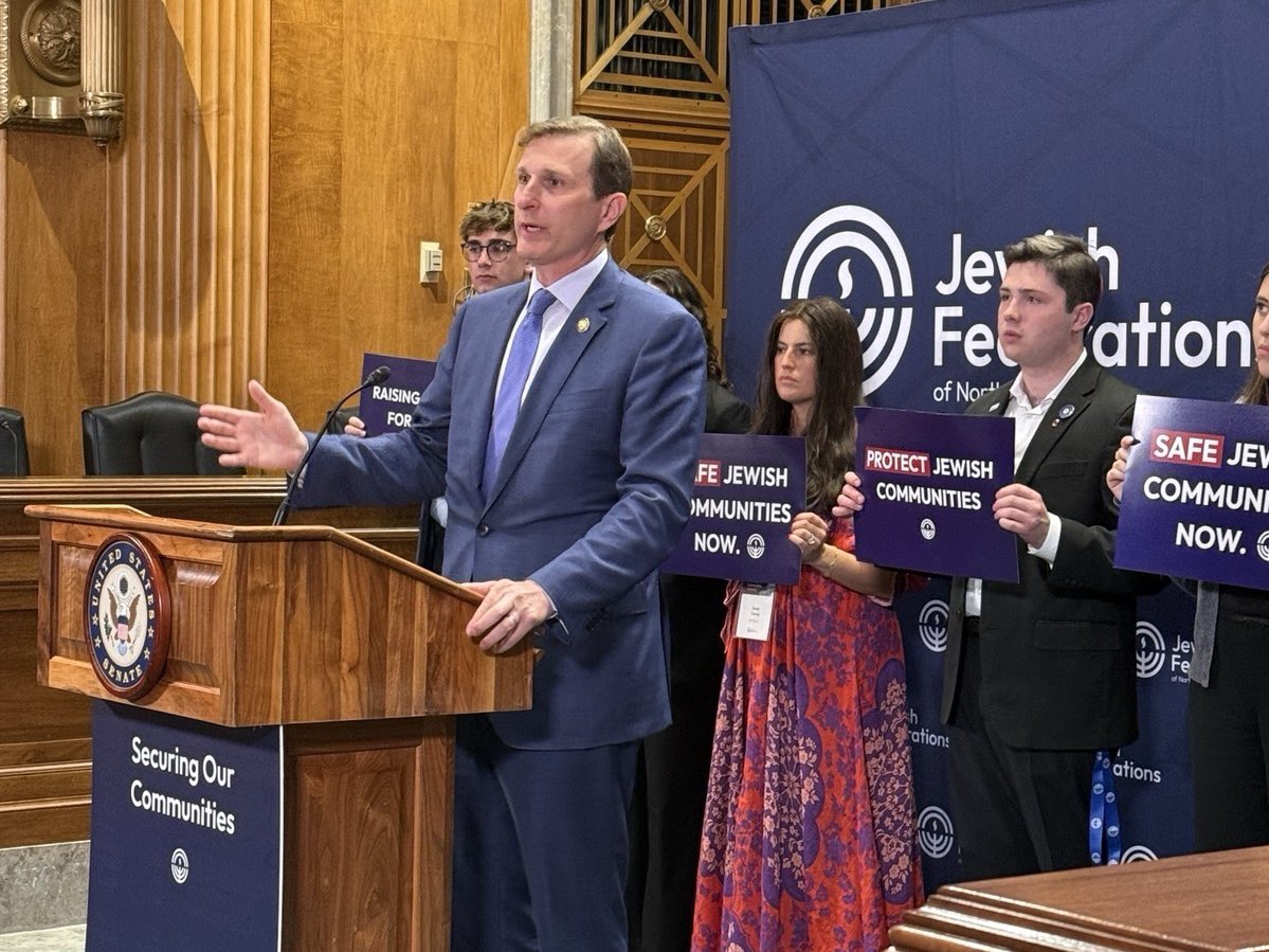 RepDanGoldman's tweet photo. As Co-Chair of the House Bipartisan Task Force to Combat Antisemitism, I seen firsthand the dramatic escalation of antisemitism across New York City and the country.

Today, I was proud to join @SenJackyRosen to announce the Senate introduction of our bipartisan, bicameral Jewish American Security Act, which takes decisive action to address the scourge of antisemitism on campuses, houses of worship, and online.

I’m eager to turn this bill into law so that Jewish Americans can feel safer around the country.