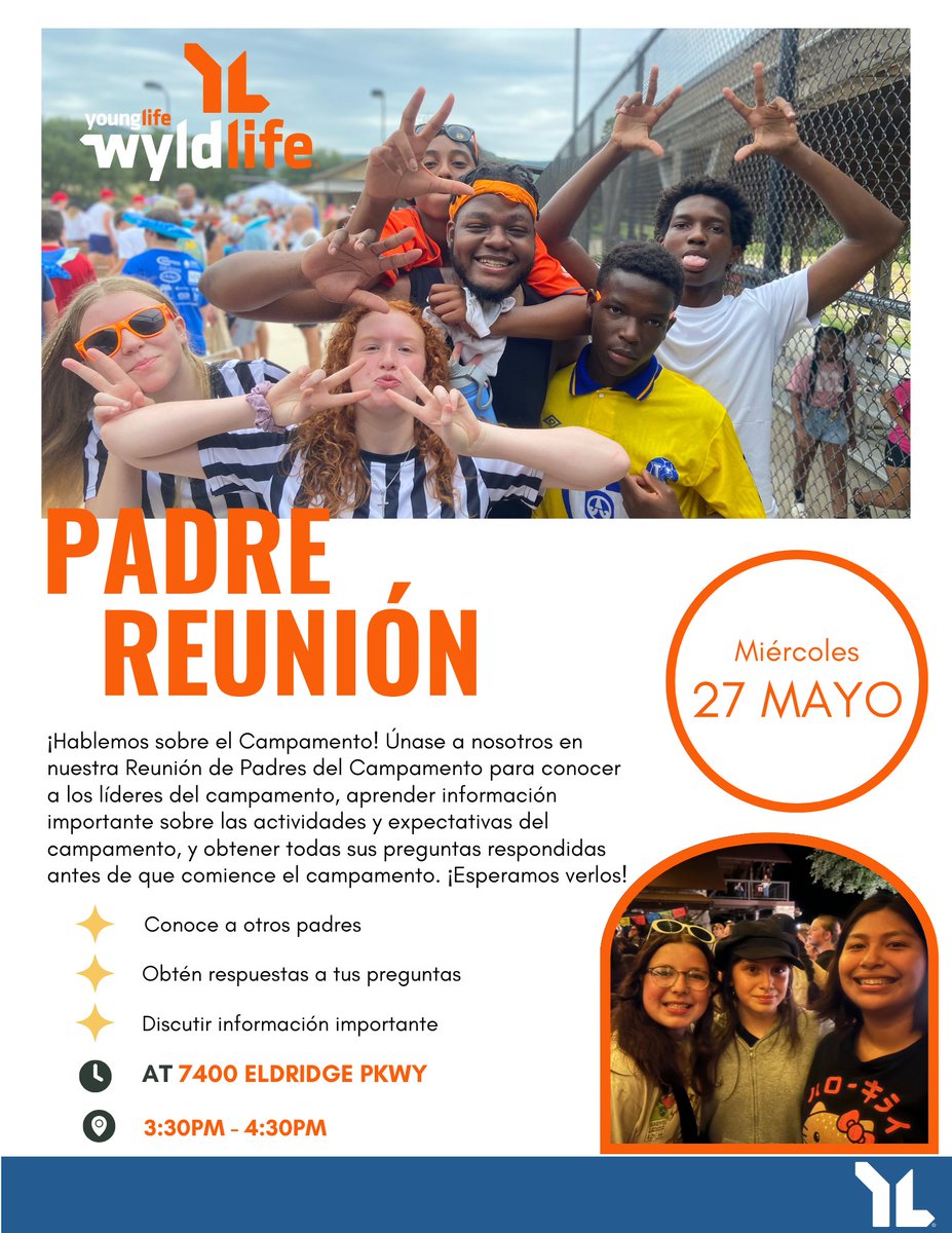 HolubFamLiaison's tweet photo. Need ​more information about Wyldlife and ​Summer Camp.  Join them on Wednesday, May 27 at ​3:30 pm.  See the flyer for location.@HolubMiddle @HolubCounselors @Holub_Library @Alief_Fame https://t.co/UEIYNgm6DH