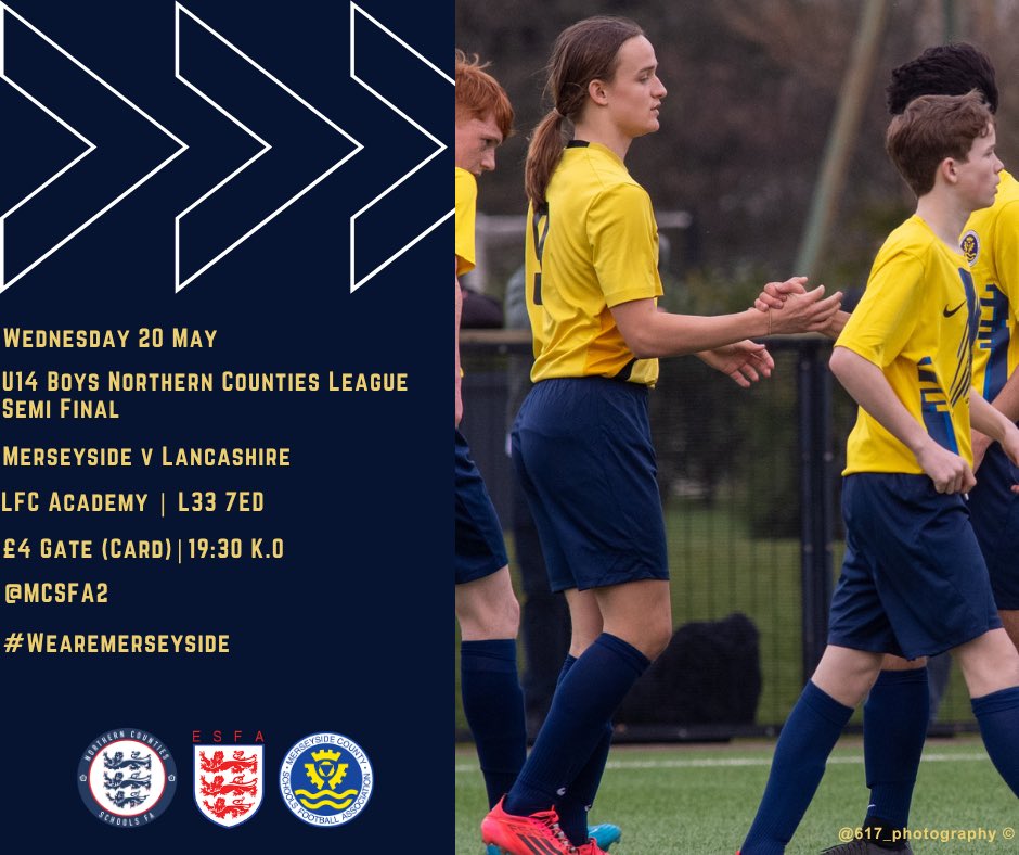 MCSFA2's tweet photo. #BOYS | a place in the final at stake ⚔️

#WeAreMerseyside | @northerncountiessfa | 🔵🟡 https://t.co/vjskeSTK2h