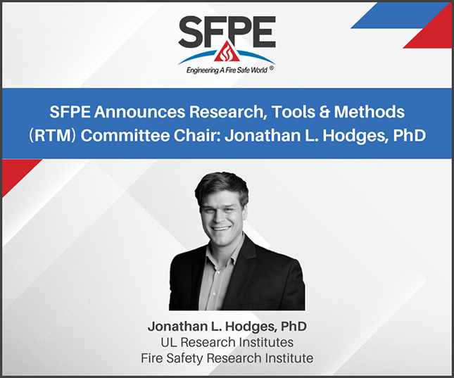 FSMMAG's tweet photo. The Society of Fire Protection Engineers (SFPE), the  professional society for fire protection and fire  safety engineering, has appointed Jonathan L. Hodges, PhD, as Chair of the  Research,Tools, &amp; Methods (RTM) Committee. https://t.co/Hr8nJDbaOM https://t.co/QpqkQ0to71