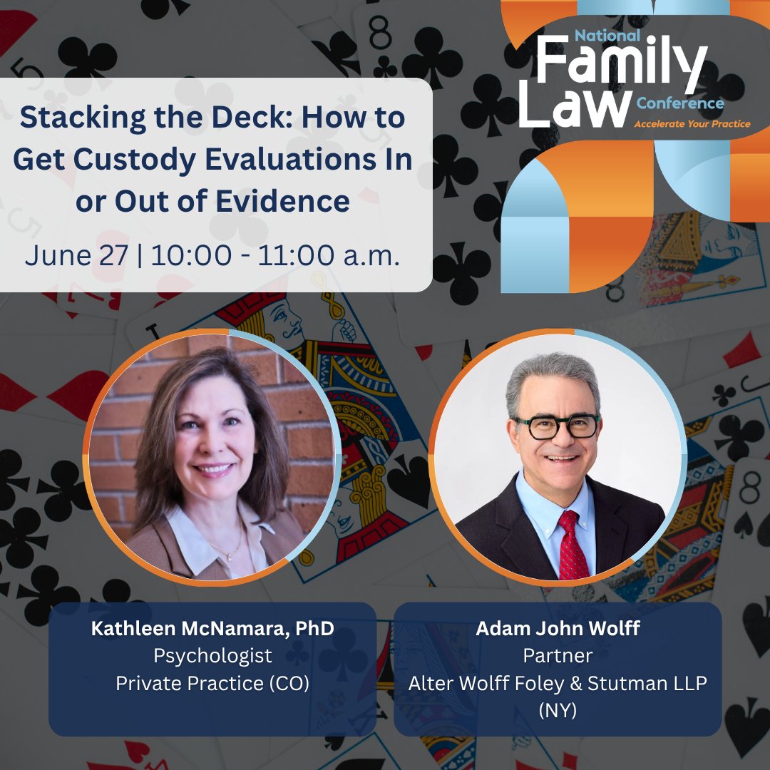 AAMLFellow's tweet photo. In child custody litigation, the intersection of mental health and legal strategy is powerful.

At AAML's National Family Law Conference, Adam John Wolff and Kathleen McNamara unpack the challenges surrounding expert testimony.

View the CLE lineup: https://t.co/AisLgT0SzS https://t.co/XYMafcwLK8