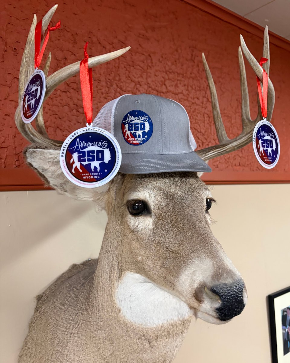 CodyChamber's tweet photo. Remember America's 250th forever by purchasing a Christmas ornament, trucker hat, mug, or tumbler available now at the Cody Visitor Center! These would make amazing gifts for your summer guests!

Mugs &amp; tumblers by Treasured Memories with artwork by Brian Timmer. https://t.co/FsLjQ3ndr2