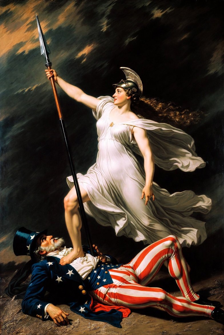 Artholix's tweet photo. Columbia over Uncle Sam. https://t.co/0zXMfDmpmw