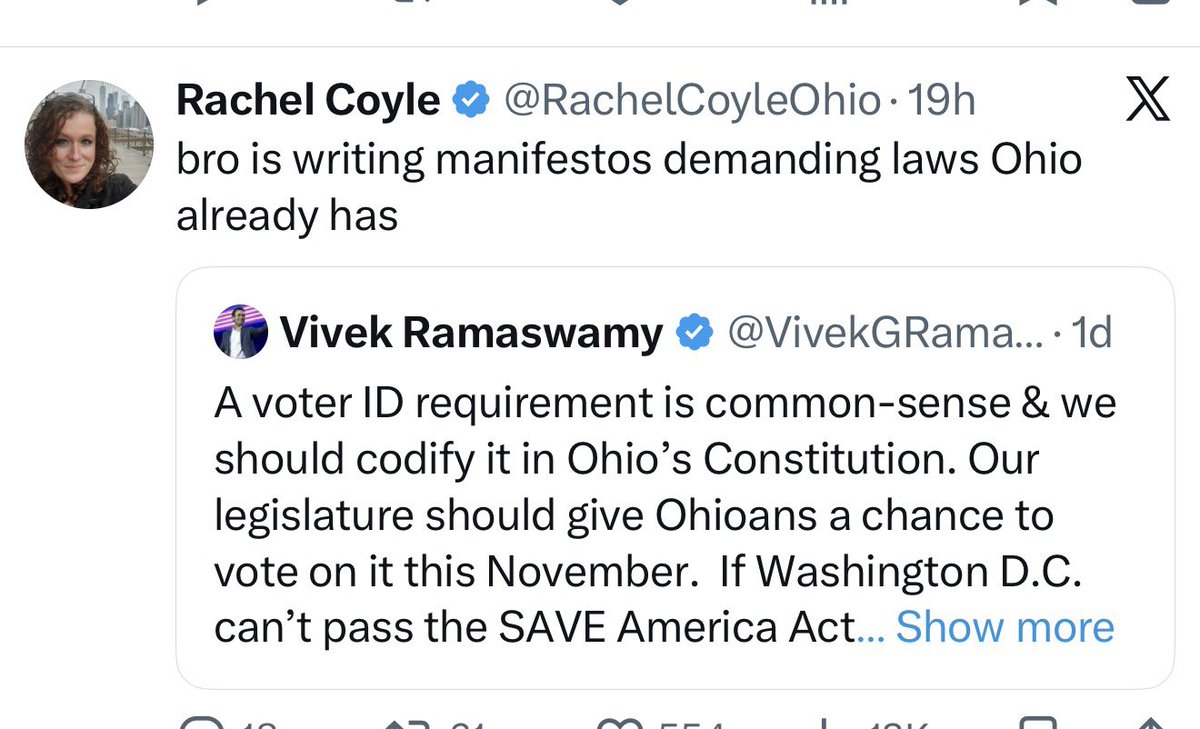 St_No_Va's tweet photo. @RachelCoyleOhio @VivekGRamaswamy Did you forget you just tweeted this a few hours ago? 🤡🤡🤡🤡🤡🤡🤡🤡🤡🤡 https://t.co/XEhh3bQFsb