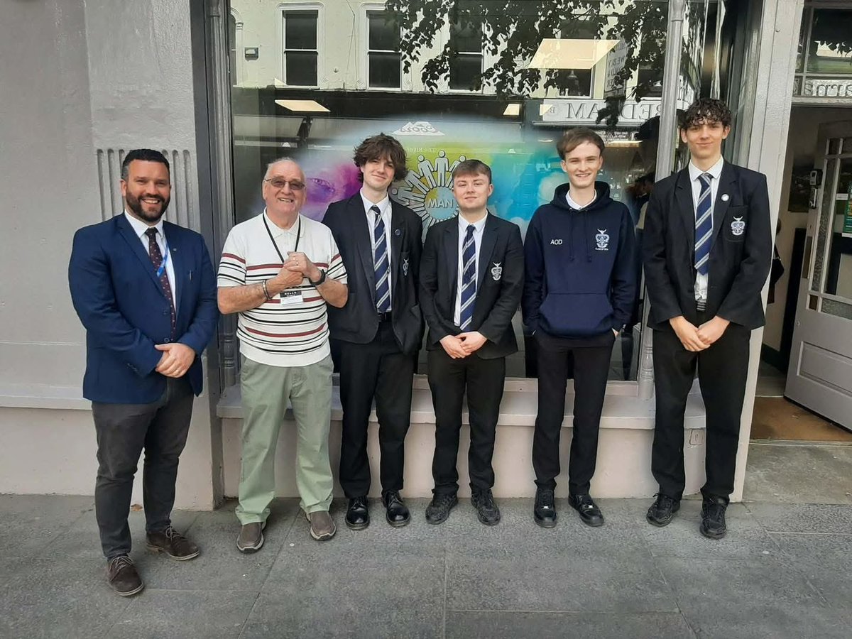 ColumbCollege's tweet photo. Mr McQuillan and Yr 14 students were delighted to attend the official opening of Men's Action Network's new premises on Shipquay Street. We also want to thank Michael for all the work he did with our Yr 14 students and we look forward to continuing that work next year as well. https://t.co/nPMGhnHC8k