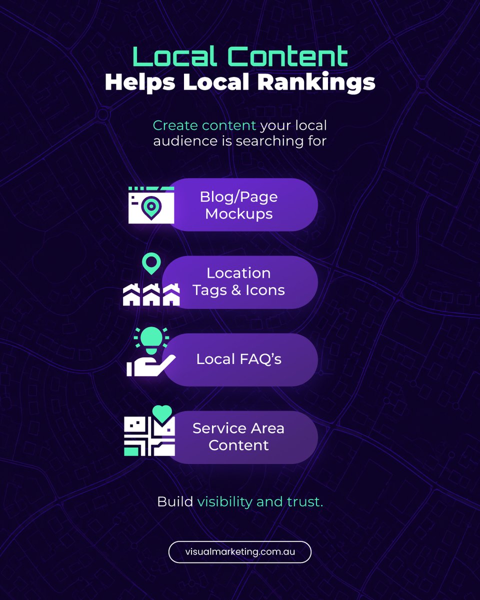 visualmarkting's tweet photo. Local content helps search engines understand where you operate and helps customers see your relevance in their area.

#contentmarketing #localseo #localbusiness #digitalmarketing https://t.co/qMXGKc5jLQ