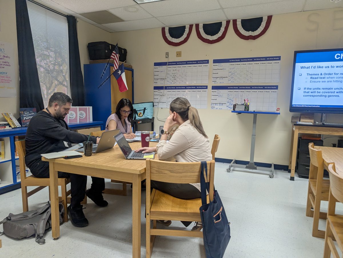 Alvarez_SEISD's tweet photo. Today SEHS RLA & SS teams came together to reflect on this year’s journey & begin mapping out the road ahead for 2026–2027. 📚📝Grateful for teachers who continue showing up with purpose, collaboration, & commitment to student success. 💙💛 #WeAreSomosSanEli #Here2Serve https://t.co/ouhNmWdc27